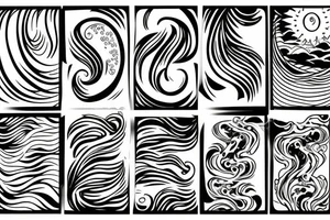 Sea, waves, sun tattoo idea