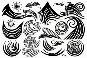 Sea, waves, sun tattoo idea