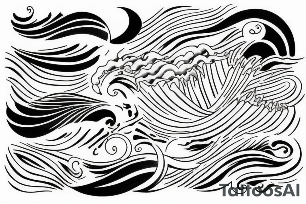 Sea, waves, sun, colour tattoo idea