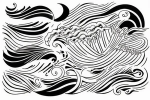 Sea, waves, sun, colour tattoo idea