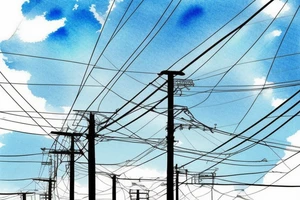 Quiet Japan, sun, spring, around the house, poles with wires, blue sky. The picture itself looks like a photo with polaroid tattoo idea
