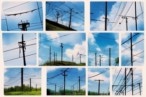 Quiet, spring, poles with wires, blue sky. The picture itself looks like a photo with polaroid tattoo idea