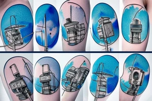 Quiet, spring, poles with wires, blue sky. The picture itself looks like a photo with polaroid tattoo idea