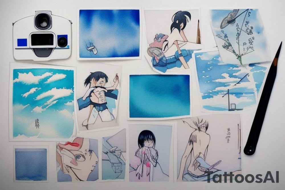 Quiet, spring, blue sky. The picture itself looks like a photo with polaroid tattoo idea