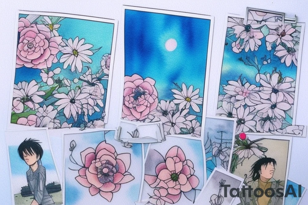 Quiet, spring, blue sky. The picture itself looks like a photo with polaroid tattoo idea