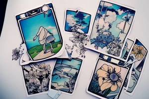 Quiet, spring, blue sky. The picture itself looks like a photo with polaroid tattoo idea
