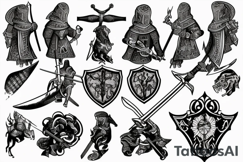 Medieval knight with sword tattoo idea