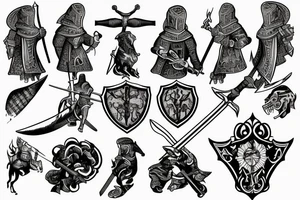 Medieval knight with sword tattoo idea