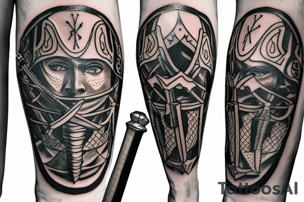 Medieval knight with sword tattoo idea