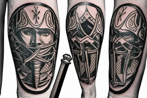 Medieval knight with sword tattoo idea