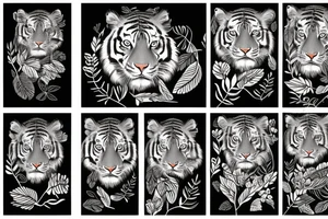 Tiger with leaves tattoo idea