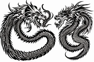 chimera, dragons wings, lions mane, crystal ball, shaman, dark, vertical, horns, dragons claws, shadow, snake tail, trippy, shoulder sleeve tattoo, feet on crystal ball tattoo idea