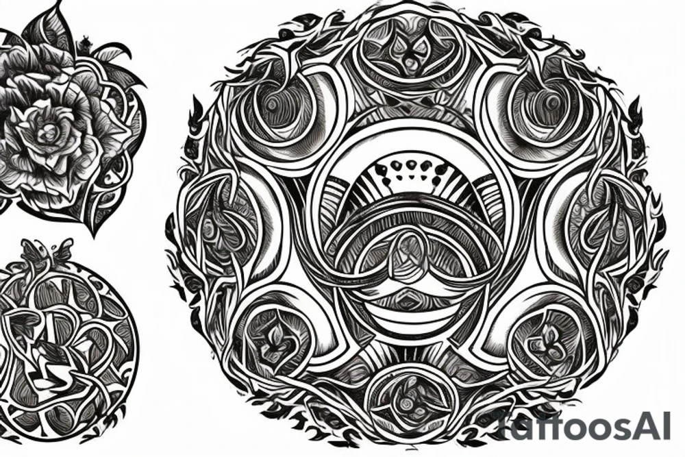 Lord of the rings elven flowers around a circle in America traditional design tattoo idea