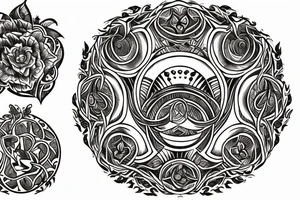 Lord of the rings elven flowers around a circle in America traditional design tattoo idea