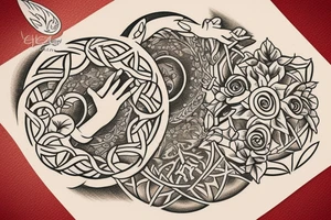 Lord of the rings elven flowers around a circle in America traditional design tattoo idea