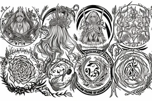 Lord of the rings elven flowers around a circle in America traditional design tattoo idea