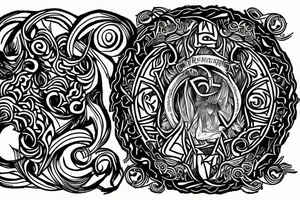 Lord of the rings elven flowers around a circle in America traditional design tattoo idea