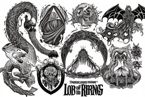 American traditional tattoo work lord of the rings inspired tattoo idea