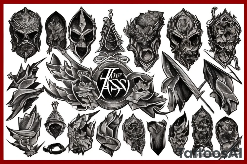 American traditional tattoo work lord of the rings inspired tattoo idea