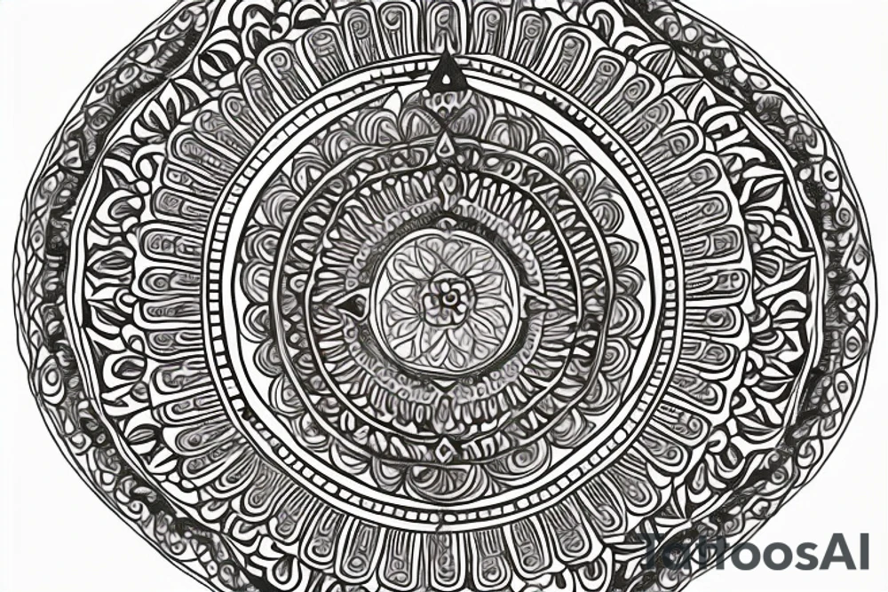 A mandala that symbolises my connectedness to the universe and my deep connection with my partner. Make the center of the mandala a lotus flower, surround the lotus flower with two entwined vines representing the connection with me and my partner, and then complete the mandala with a ring of interconnected circles, representing the interconnectedness of all life. tattoo idea