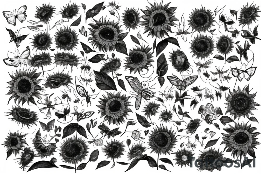 interconnectedness of all life. Sunflowers. Butterflies. Love. tattoo idea