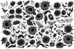 interconnectedness of all life. Sunflowers. Butterflies. Love. tattoo idea