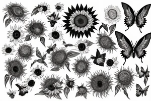 interconnectedness of all life. Sunflowers. Butterflies. Love. tattoo idea