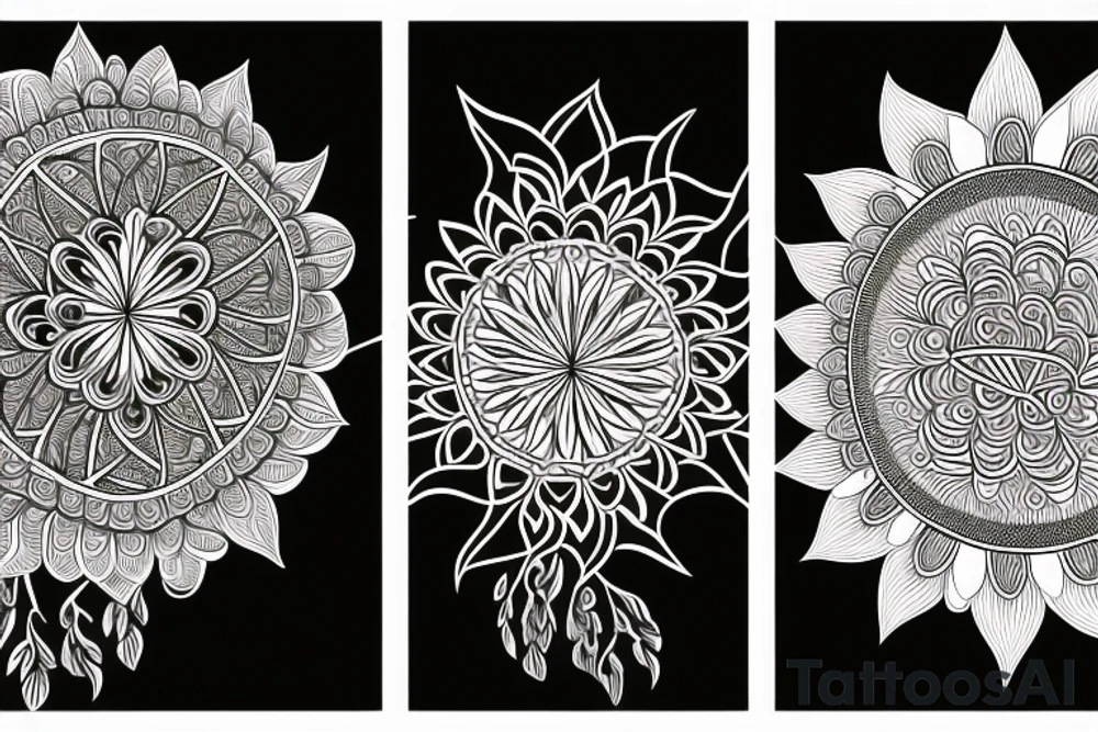 Sunflowers. Butterflies. Love. Mandala. Tree of life. Flower of life. tattoo idea