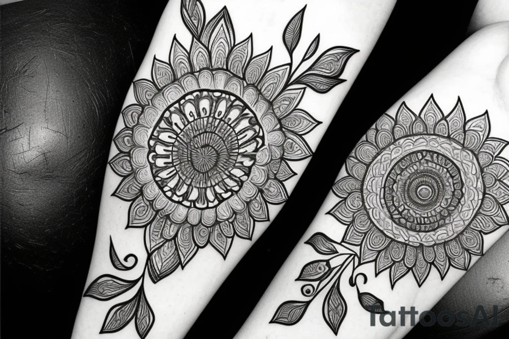 Sunflowers. Butterflies. Love. Mandala. Tree of life. Flower of life. tattoo idea
