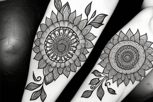 Sunflowers. Butterflies. Love. Mandala. Tree of life. Flower of life. tattoo idea