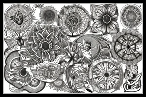 Sunflowers. Butterflies. Love. Mandala. Tree of life. Flower of life. tattoo idea