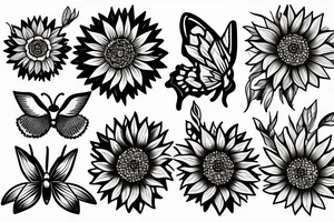 Love. Sunflower. Sunbeam. Butterfly. tattoo idea