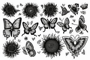 Love. Sunflower. Sunbeam. Butterfly. tattoo idea