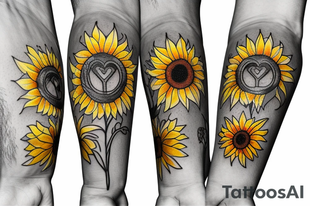 Love. Sunflower. Sunbeam. Tree of life. tattoo idea