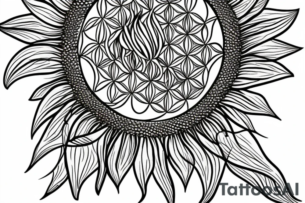 Sunflower with flower of life as the centre tattoo idea