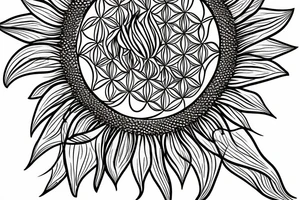 Sunflower with flower of life as the centre tattoo idea