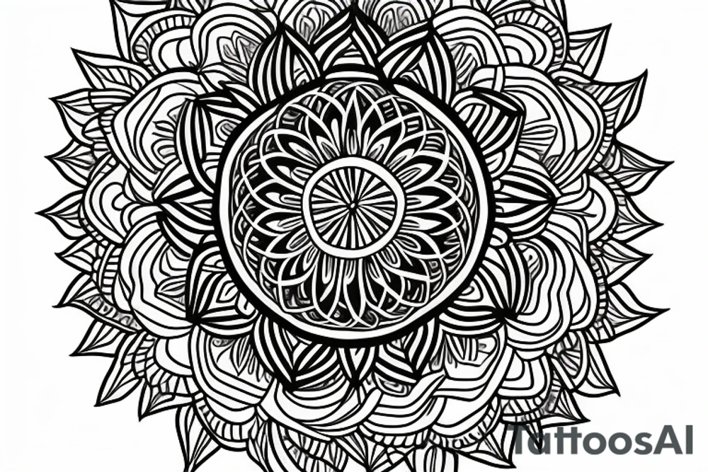 Sunflower mandala. Flower of life as centre piece tattoo idea
