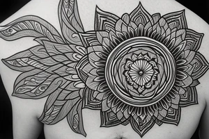 Sunflower mandala. Flower of life as centre piece tattoo idea