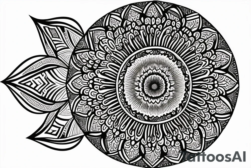 Sunflower mandala. Flower of life as centre piece tattoo idea