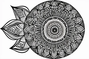 Sunflower mandala. Flower of life as centre piece tattoo idea
