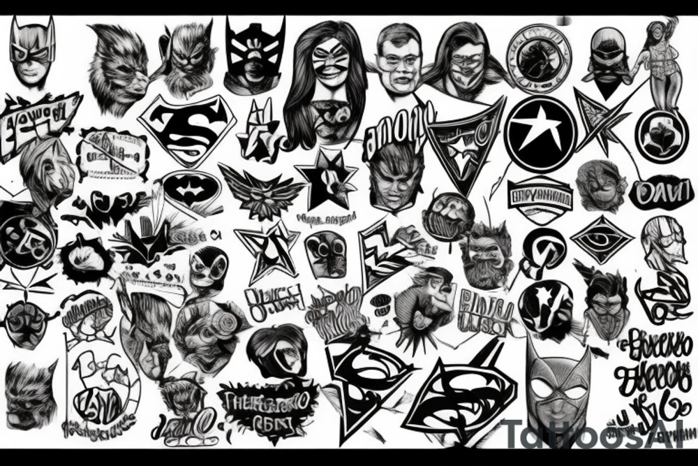 A tattoo taht discribes a saying "be your own hero", i'm my own superhero. Make it look like a superhero logo tattoo idea