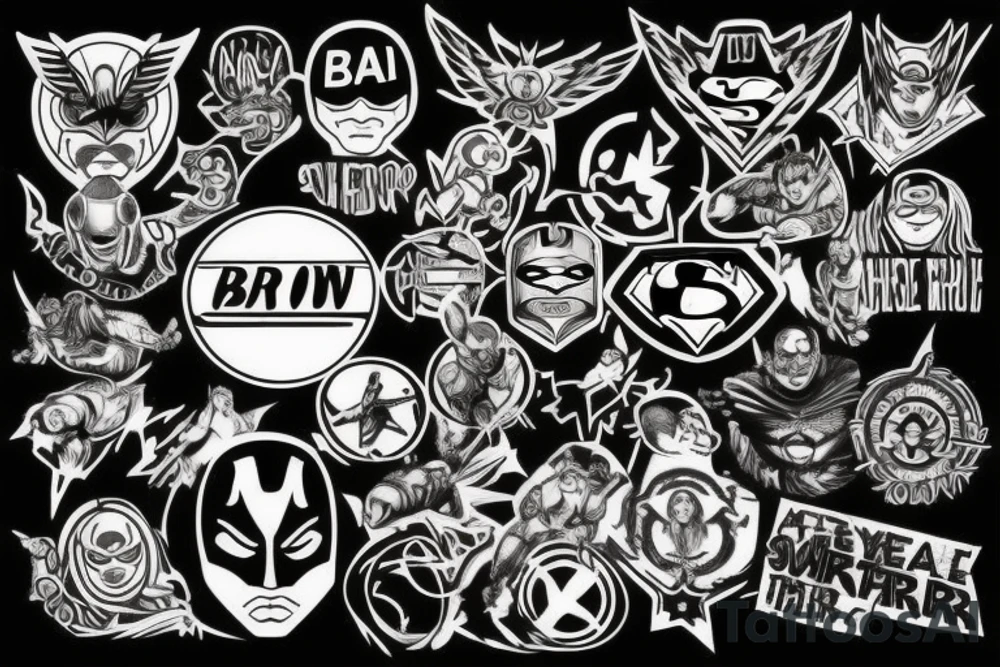 A tattoo taht discribes a saying "be your own hero", i'm my own superhero. Make it look like a superhero logo tattoo idea