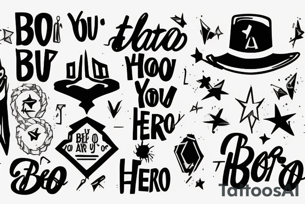 A tattoo taht discribes a saying be your own hero i'm my own hero tattoo idea