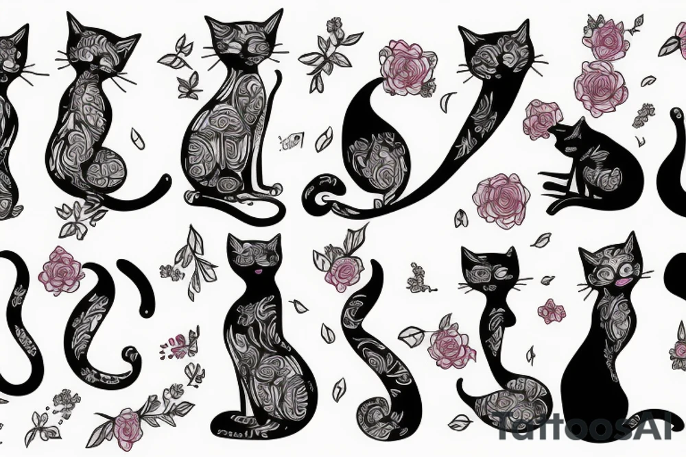Woman and cat tattoo idea