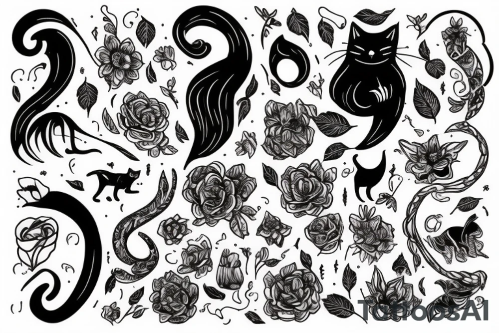 Woman and cat tattoo idea