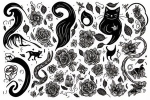 Woman and cat tattoo idea