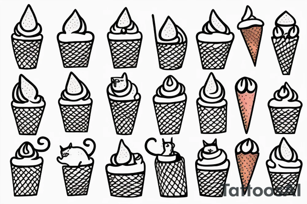 Cat riding an iced cream cone tattoo idea