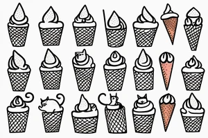 Cat riding an iced cream cone tattoo idea