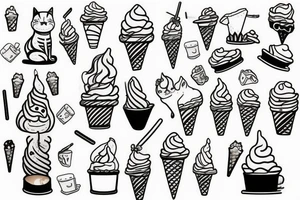Cat riding an iced cream cone tattoo idea