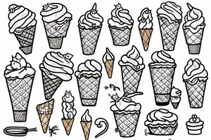Cat riding an iced cream cone tattoo idea
